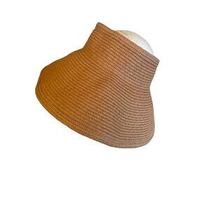 Jessica Simpson Orange Open Top Woven Sun Hat One Size Adjustable